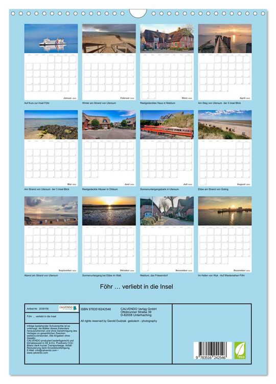 Produktbild: F&ouml;hr &hellip; verliebt in die Insel (Wandkalender 2026 DIN A3 hoch), CALVENDO Monatskalender