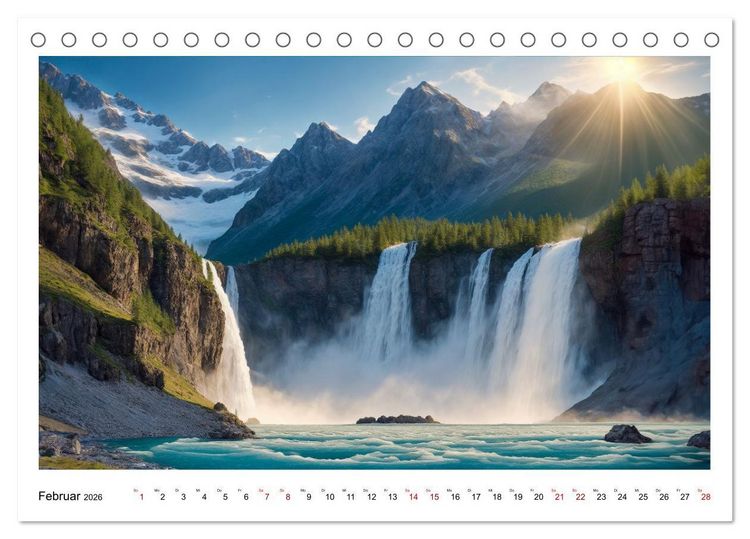 Produktbild: KI Landschaften (Tischkalender 2026 DIN A5 quer), CALVENDO Monatskalender