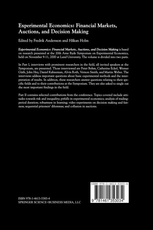 Produktbild: Experimental Economics: Financial Markets, Auctions, and Decision Making
