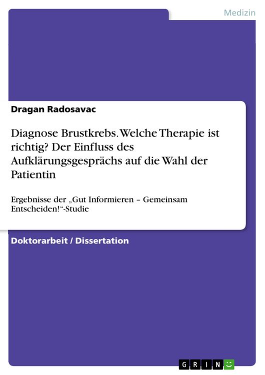 Produktbild: Diagnose Brustkrebs. Welche Therapie ist richtig? Der Einfluss des Aufkl&auml;rungsgespr&auml;chs auf die Wahl der Patientin