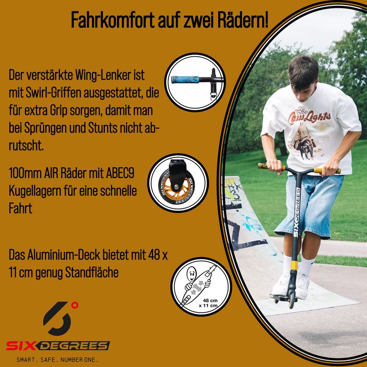 Produktbild: SIX DEGREES Stuntscooter 100 mm schwarz-kupferbraun