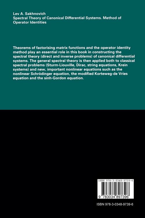 Produktbild: Spectral Theory of Canonical Differential Systems. Method of Operator Identities