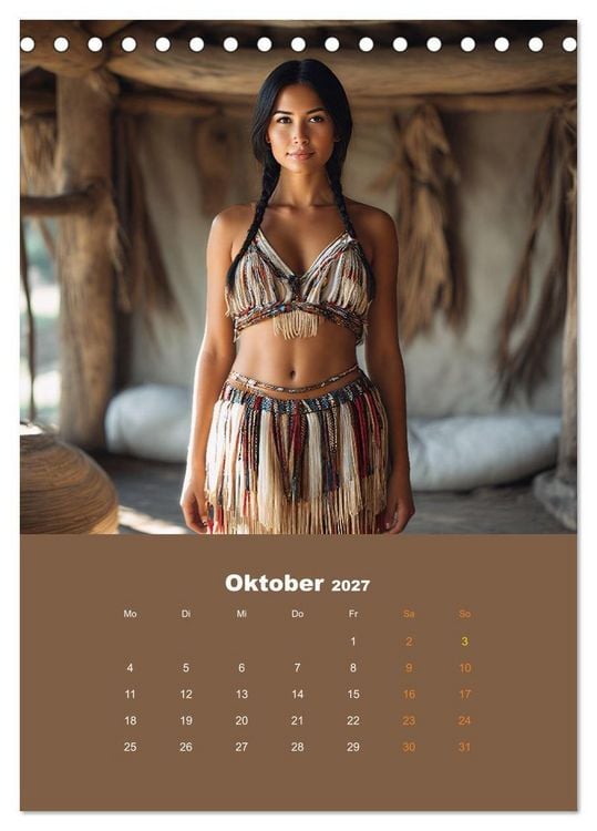 Produktbild: Indianische Sch&ouml;nheiten Kalender: Sinnliche Glamour Frauen in KI Kunst (Tischkalender 2027 DIN A5 hoch), CALVENDO Monatskalender