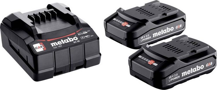 Produktbild: Metabo 685161000 Basic-Set 2 x 2.0 Ah Werkzeug-Akku 18 V 2.0 Ah Li-Ion