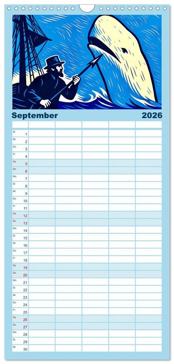 Produktbild: Familienplaner 2026 - Das Meer in der Weltliteratur mit 5 Spalten (Wandkalender, 21 x 45 cm) CALVENDO