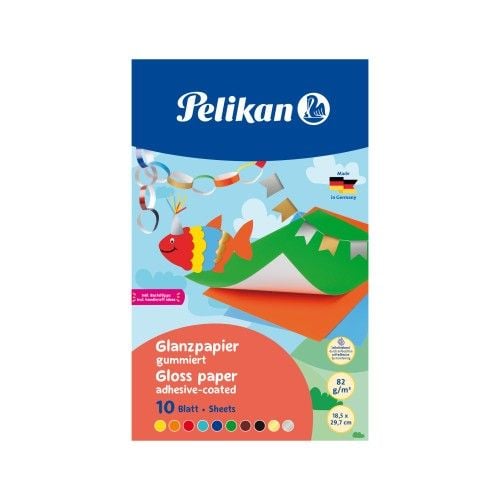 Produktbild: Pelikan Glanzpapier gummiert 18x30cm 10 Blatt in 10 Farben