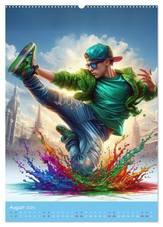 Produktbild: Rhythmus in Farben - Dynamische Hip-Hop-T&auml;nzer (hochwertiger Premium Wandkalender 2026 DIN A2 hoch), Kunstdruck in Hochglanz