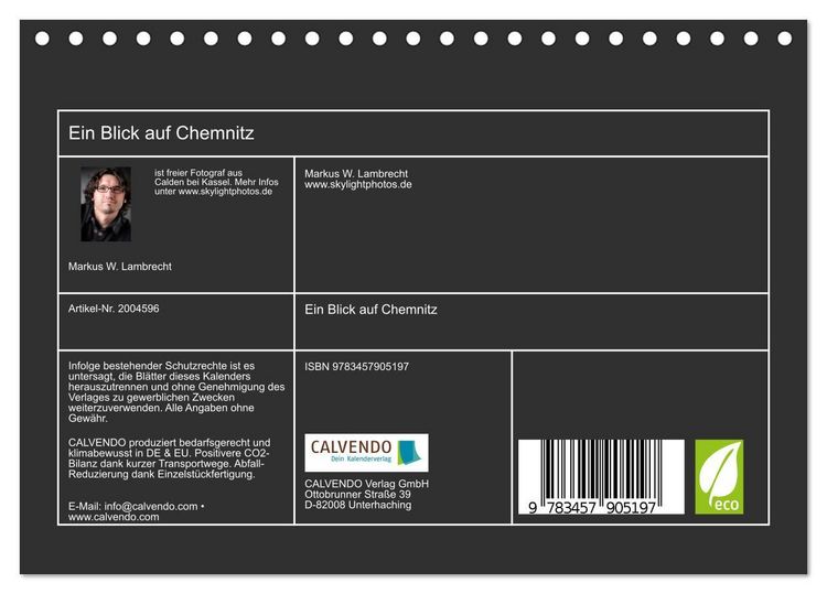 Produktbild: Ein Blick auf Chemnitz (Tischkalender 2026 DIN A5 quer), CALVENDO Monatskalender