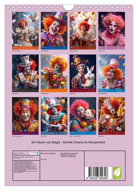 Produktbild: Ein Hauch von Magie - Schrille Clowns im Rampenlicht (Wandkalender 2026 DIN A4 hoch), CALVENDO Monatskalender