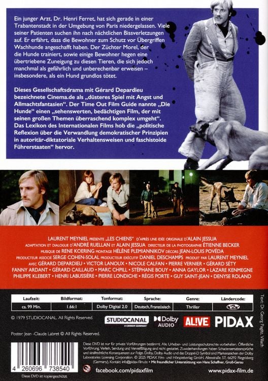 Produktbild: Die Hunde (Les Chiens) / D&uuml;sterer Thriller mit den franz&ouml;sischen Stars G&eacute;rard Depardieu und Fanny Ardant (Pidax Film-Klassiker)