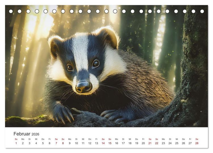 Produktbild: Stur, stark, sympathisch - Der Dachs - Kalender (Tischkalender 2026 DIN A5 quer), CALVENDO Monatskalender