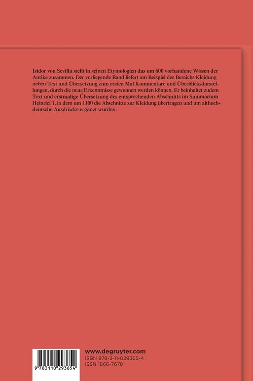 Produktbild: Das Thema Kleidung in den Etymologien Isidors von Sevilla und im Summarium Heinrici 1