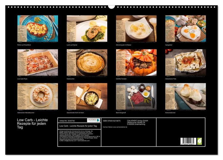 Produktbild: Low Carb - Leichte Rezepte f&uuml;r jeden Tag (Wandkalender 2026 DIN A2 quer), CALVENDO Monatskalender