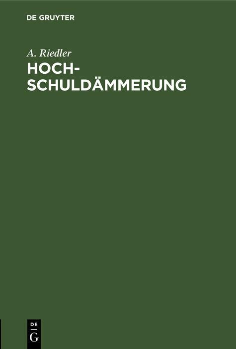 Produktbild: Hochschuld&auml;mmerung