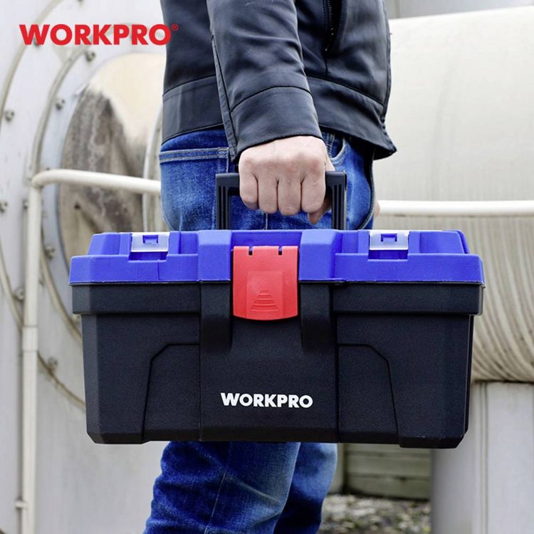 Produktbild: WorkPro WP283001 410 x 230 x 205mm Werkzeugkasten unbest&uuml;ckt Blau, Schwarz