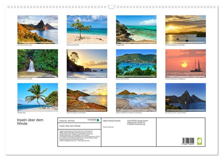 Produktbild: Inseln &uuml;ber dem Winde (Wandkalender 2026 DIN A2 quer), CALVENDO Monatskalender