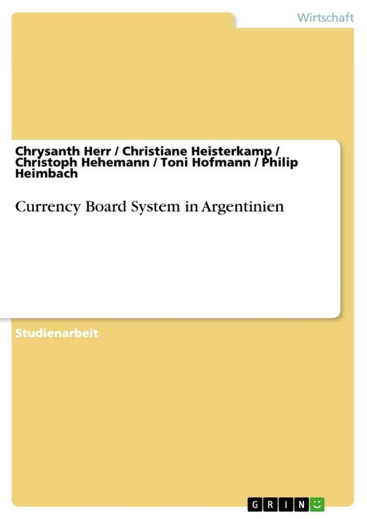 Produktbild: Currency Board System in Argentinien