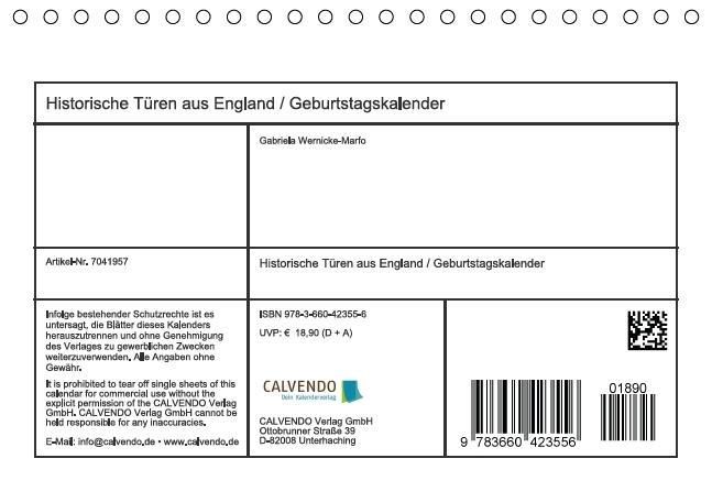 Produktbild: Historische T&uuml;ren aus England / Geburtstagskalender (Tischkalender immerw&auml;hrend DIN A5 quer)
