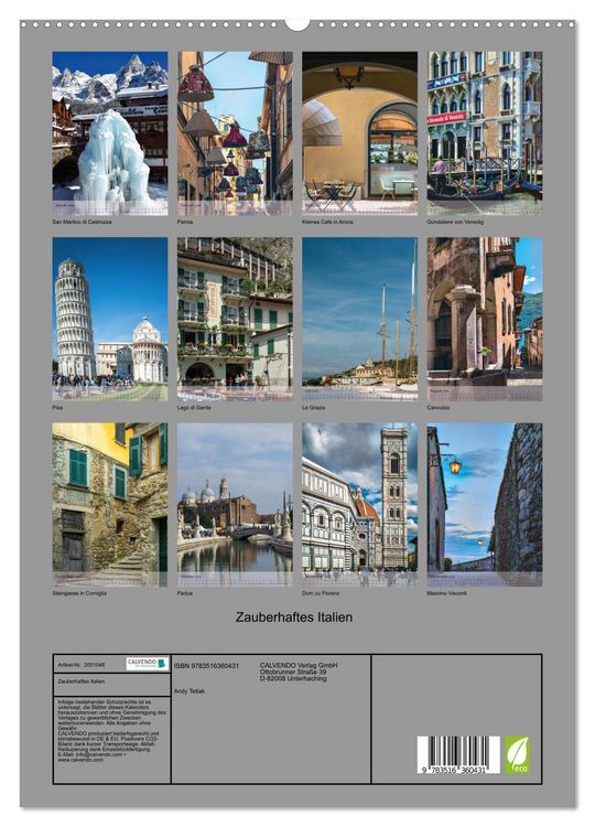 Produktbild: Zauberhaftes Italien (Wandkalender 2026 DIN A2 hoch), CALVENDO Monatskalender