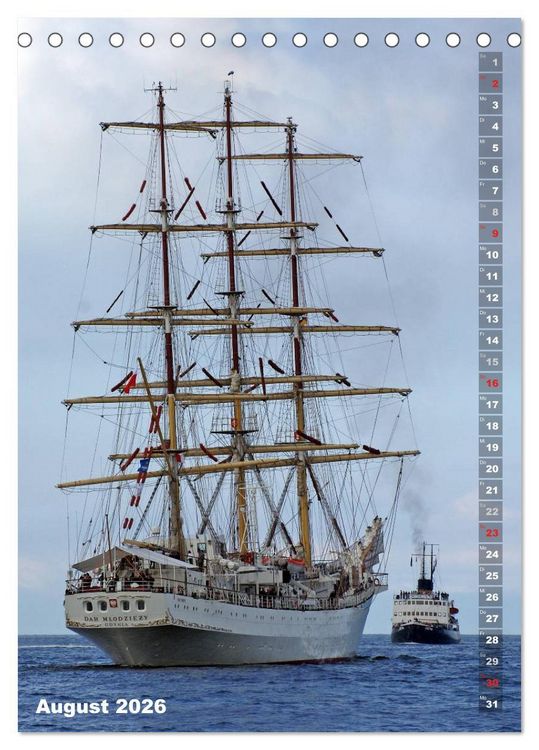 Produktbild: Segelromantik - Gro&szlig;segler auf der Ostsee (Tischkalender 2026 DIN A5 hoch), CALVENDO Monatskalender