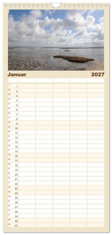 Produktbild: Familienplaner 2027 - Sylt-Momente mit 5 Spalten (Wandkalender, 21 x 45 cm) CALVENDO