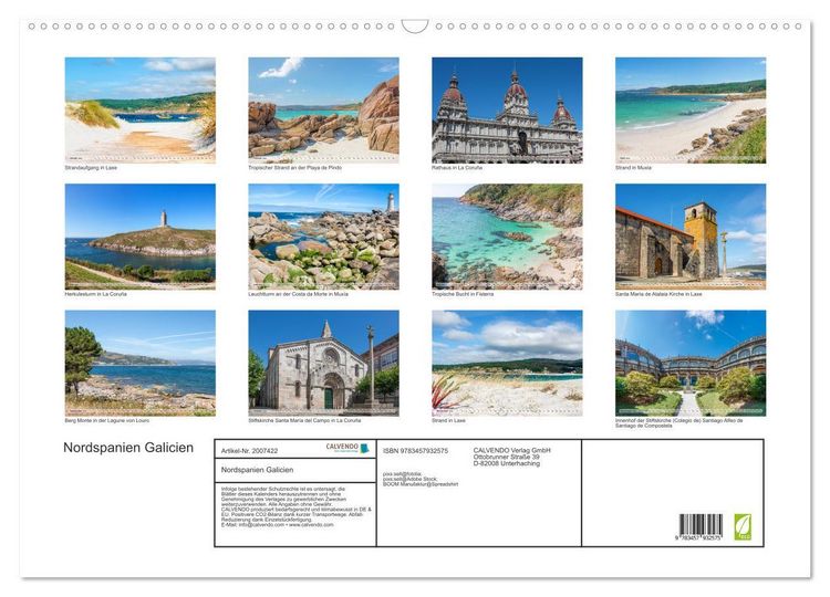 Produktbild: Nordspanien Galicien (Wandkalender 2026 DIN A2 quer), CALVENDO Monatskalender