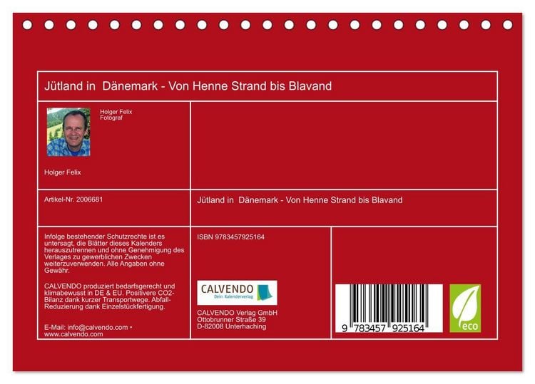 Produktbild: J&uuml;tland in D&auml;nemark - Von Henne Strand bis Blavand (Tischkalender 2026 DIN A5 quer), CALVENDO Monatskalender