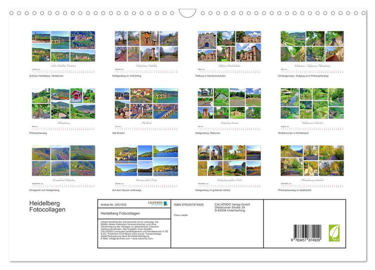 Produktbild: Heidelberg Fotocollagen (Wandkalender 2026 DIN A3 quer), CALVENDO Monatskalender
