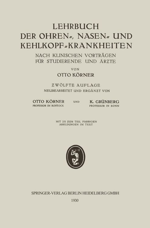 Produktbild: Lehrbuch der Ohren-, Nasen- und Kehlkopf-Krankheiten