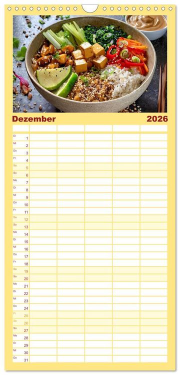 Produktbild: Familienplaner 2026 - Vegane Bowls - Eine Sch&uuml;ssel voller Geschmack mit 5 Spalten (Wandkalender, 21 x 45 cm) CALVENDO