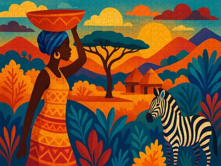 Produktbild: CALVENDO Puzzle Wo Zebras staunen und Berge singen | 2000 Teile Lege-Gr&ouml;&szlig;e 90x67cm Foto-Puzzle f&uuml;r gl&uuml;ckliche Stunden