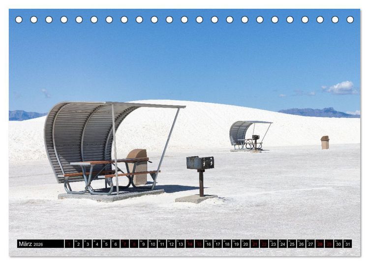 Produktbild: Wei&szlig;e Wunderwelten - White Sands National Monument (Tischkalender 2026 DIN A5 quer), CALVENDO Monatskalender