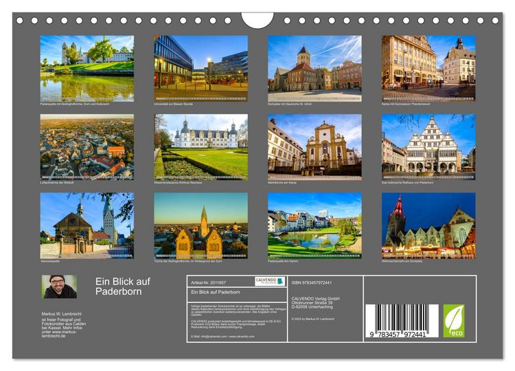 Produktbild: Ein Blick auf Paderborn (Wandkalender 2026 DIN A4 quer), CALVENDO Monatskalender