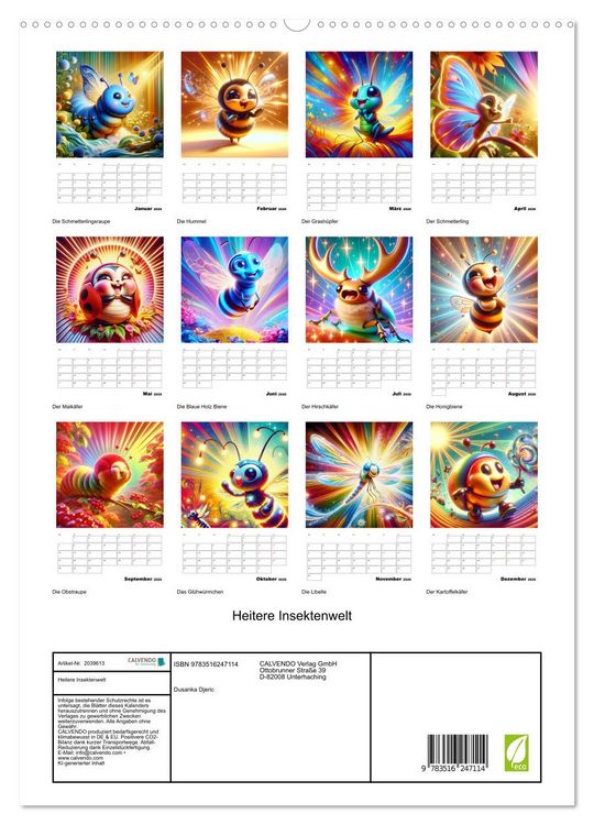 Produktbild: Heitere Insektenwelt (hochwertiger Premium Wandkalender 2026 DIN A2 hoch), Kunstdruck in Hochglanz
