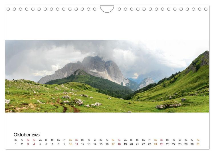 Produktbild: Der Dolomiten H&ouml;henweg EINS in Panoramabildern (Wandkalender 2026 DIN A4 quer), CALVENDO Monatskalender