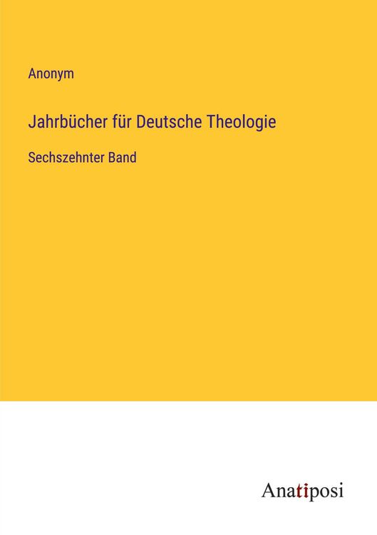 Produktbild: Jahrb&uuml;cher f&uuml;r Deutsche Theologie
