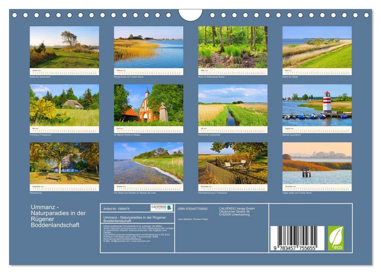 Produktbild: Ummanz - Naturparadies in der R&uuml;gener Boddenlandschaft (Wandkalender 2026 DIN A4 quer), CALVENDO Monatskalender