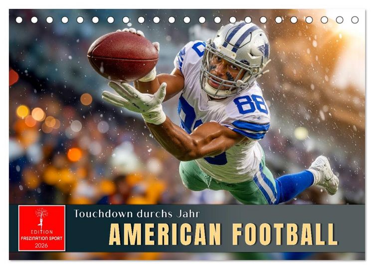 Produktbild: American Football - Touchdown durchs Jahr (Tischkalender 2026 DIN A5 quer), CALVENDO Monatskalender