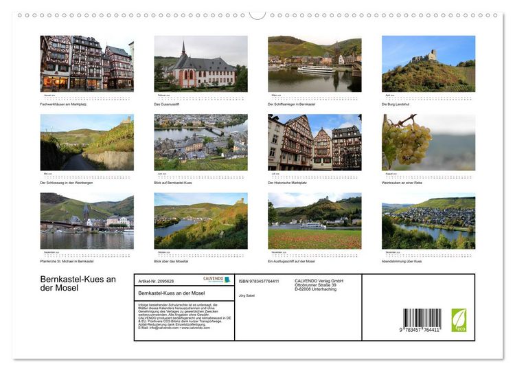 Produktbild: Bernkastel-Kues an der Mosel (hochwertiger Premium Wandkalender 2026 DIN A2 quer), Kunstdruck in Hochglanz