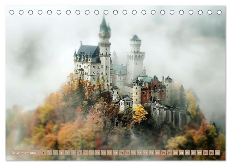 Produktbild: Miniaturwelt Burgen und Schl&ouml;sser (Tischkalender 2026 DIN A5 quer), CALVENDO Monatskalender