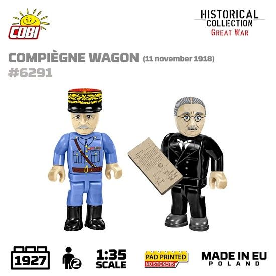 Produktbild: COBI Historical Collection 6291 - Compi&egrave;gne Wagon (11 November 1918), Speisewagen Orient Express, Bausatz 1:35, 1927 Klemmbausteine/2 Figuren