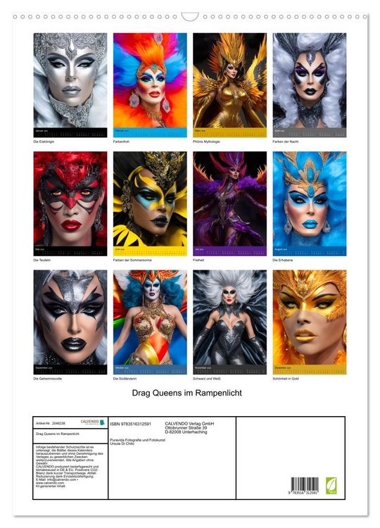 Produktbild: Drag Queens im Rampenlicht (Wandkalender 2026 DIN A2 hoch), CALVENDO Monatskalender