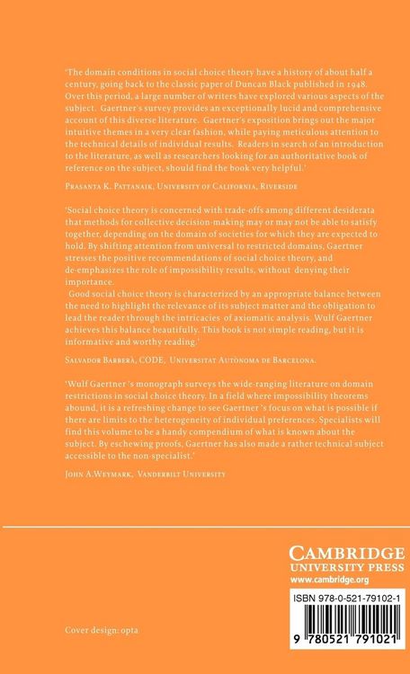 Produktbild: Domain Conditions in Social Choice Theory