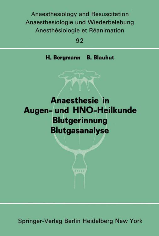 Produktbild: Anaesthesie in Augen- und HNO-Heilkunde Blutgerinnung Blutgasanalyse