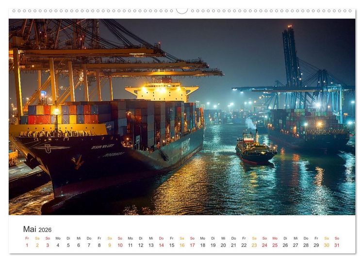 Produktbild: Containerschiffe - Giganten im Fokus (hochwertiger Premium Wandkalender 2026 DIN A2 quer), Kunstdruck in Hochglanz