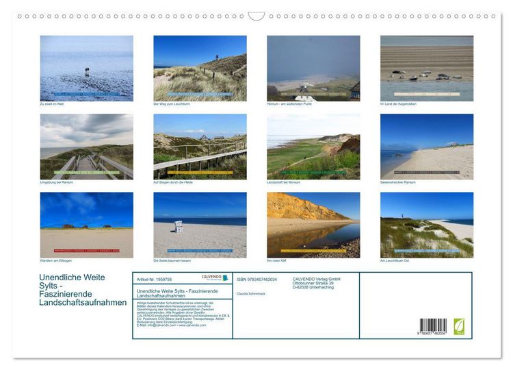 Produktbild: Unendliche Weite Sylts - Faszinierende Landschaftsaufnahmen (Wandkalender 2026 DIN A2 quer), CALVENDO Monatskalender