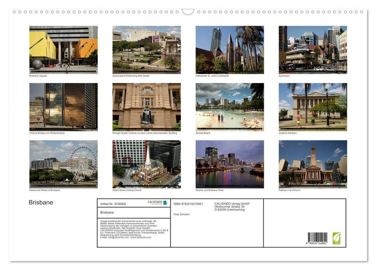 Produktbild: Brisbane (Wandkalender 2026 DIN A2 quer), CALVENDO Monatskalender