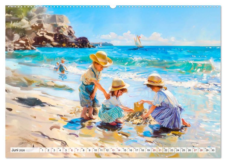 Produktbild: Ein Tag am Meer - Durch die Augen der Impressionisten (hochwertiger Premium Wandkalender 2026 DIN A2 quer), Kunstdruck in Hochglanz