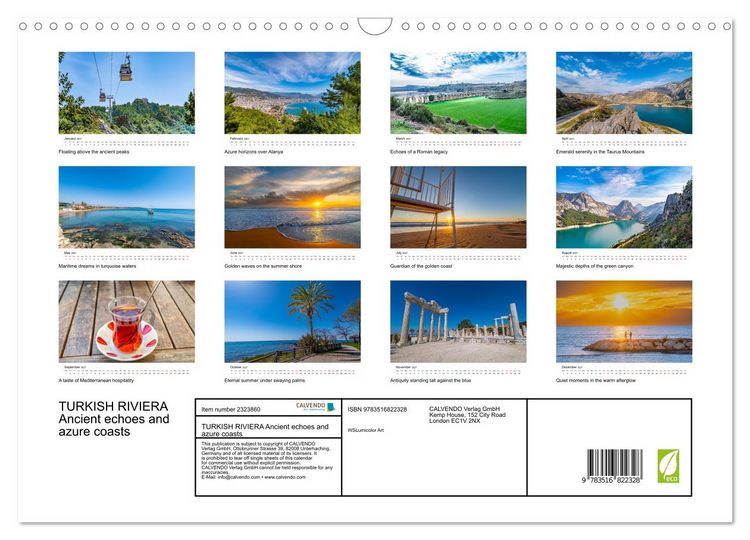 Produktbild: TURKISH RIVIERA Ancient echoes and azure coasts (Wall Calendar 2027 DIN A3 landscape), CALVENDO 12 Month Wall Calendar