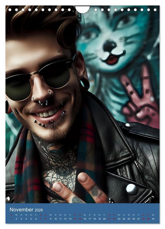 Produktbild: Tattoo und Piercing Men (Wandkalender 2026 DIN A4 hoch), CALVENDO Monatskalender